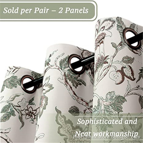 Traditional Floral Pattern Printed Curtains For Living Room